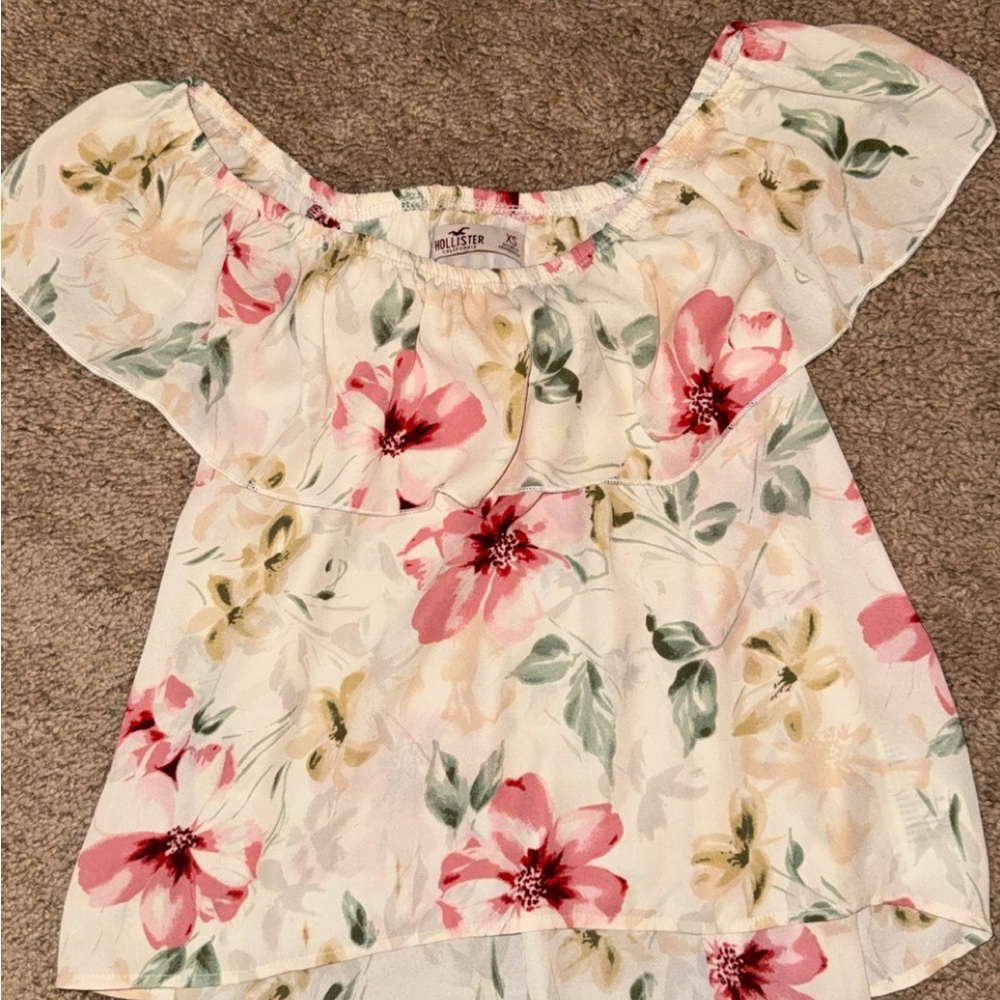 Hollister Floral Blouse with Pink and Green